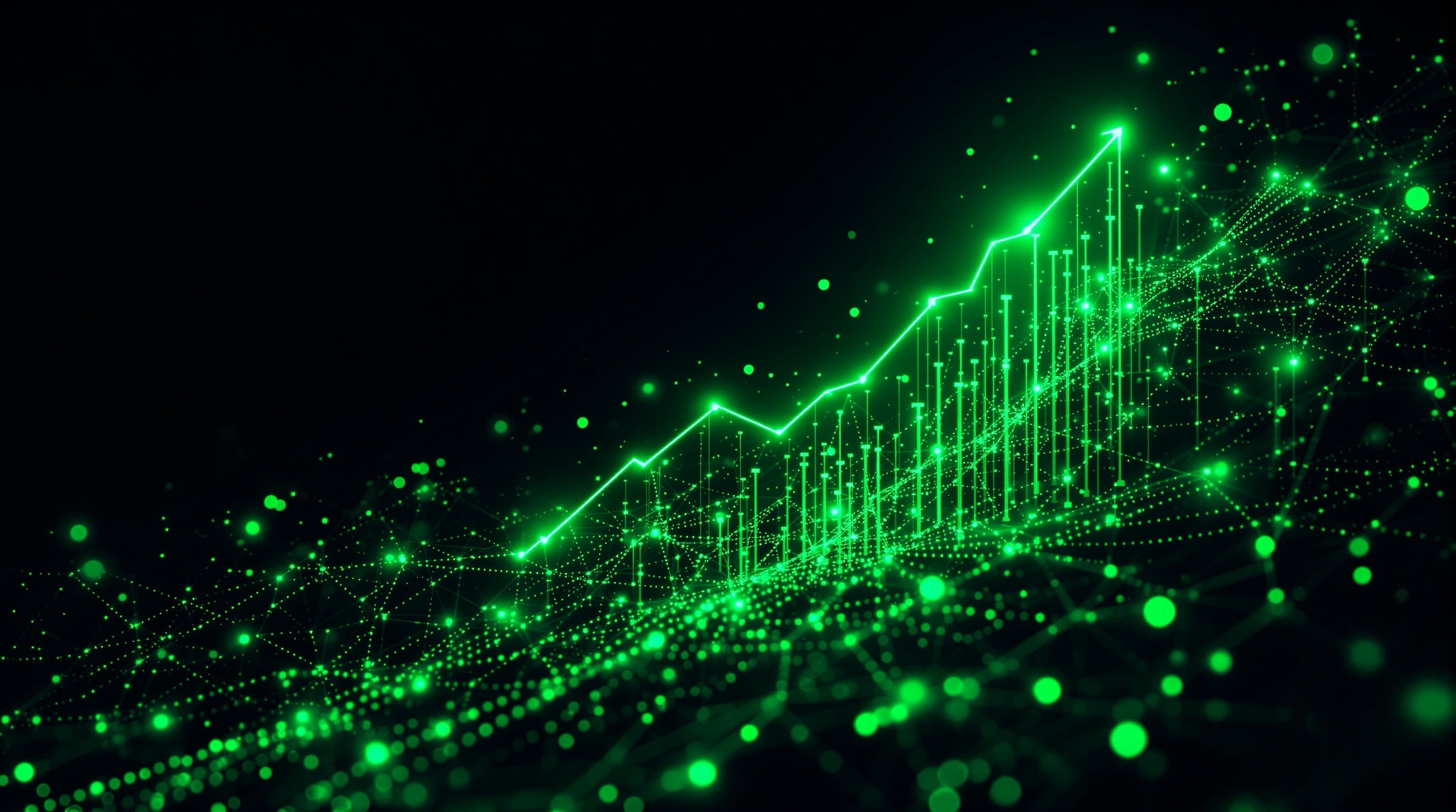 Visualização abstrata de IA e transformação digital com redes neurais e fluxos de dados